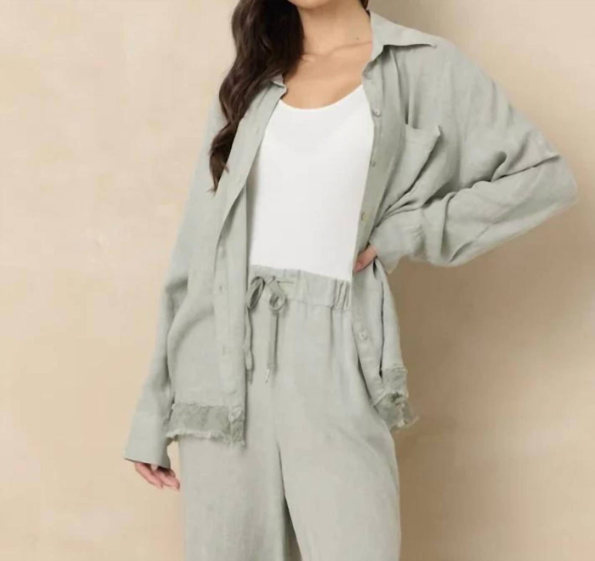 Vintage Havana - Drapy Linen Button Down Shirt