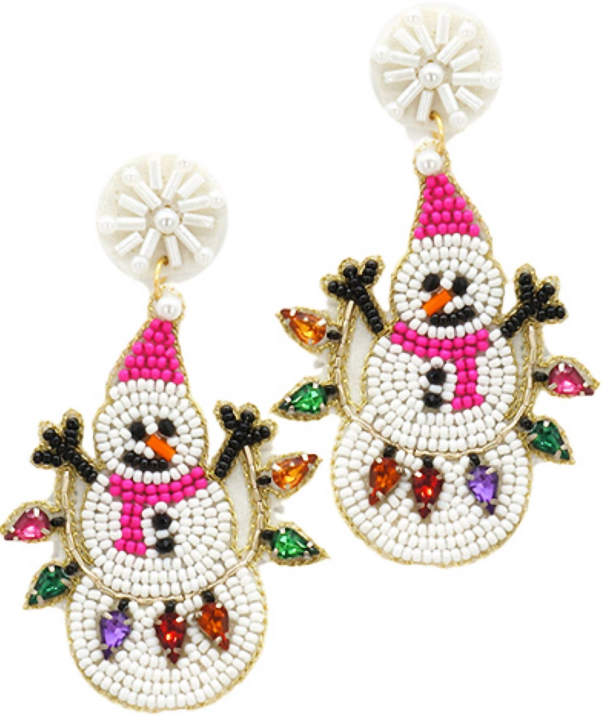 Viola - Women's Beaded Snowman Earrings