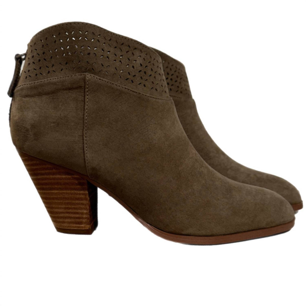 Violet & Red - Women's Lazer Cut Topline Boho Chic Heeled Bootie
