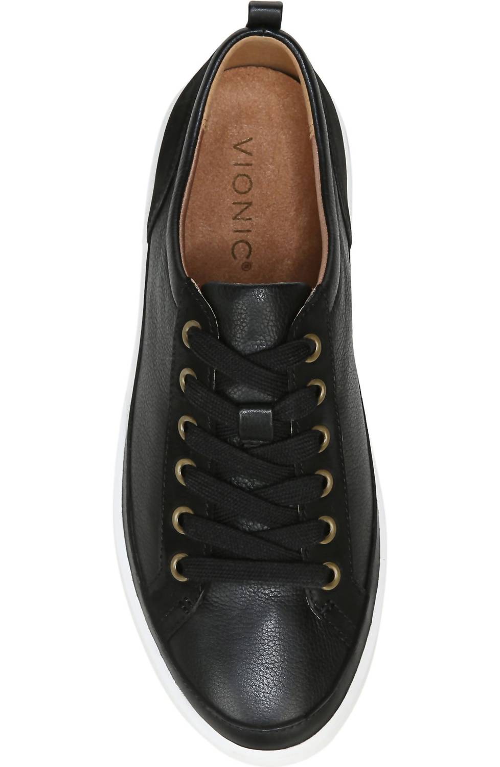 Vionic - Women's Leather Winny Low Top Sneaker - black - leather - shoes