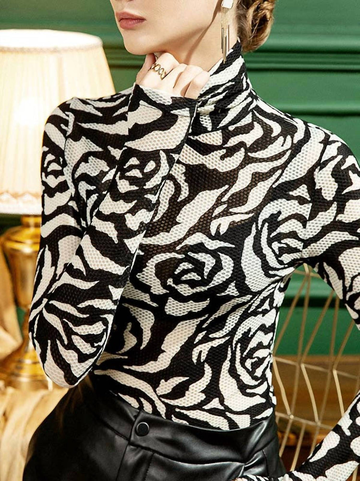 Vividlux - Sheer Turtleneck Tops