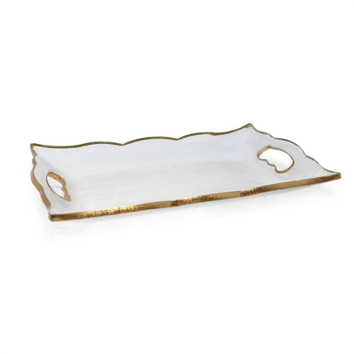 Vivience - Medium Rectangular Glass Tray With Handles And Rim