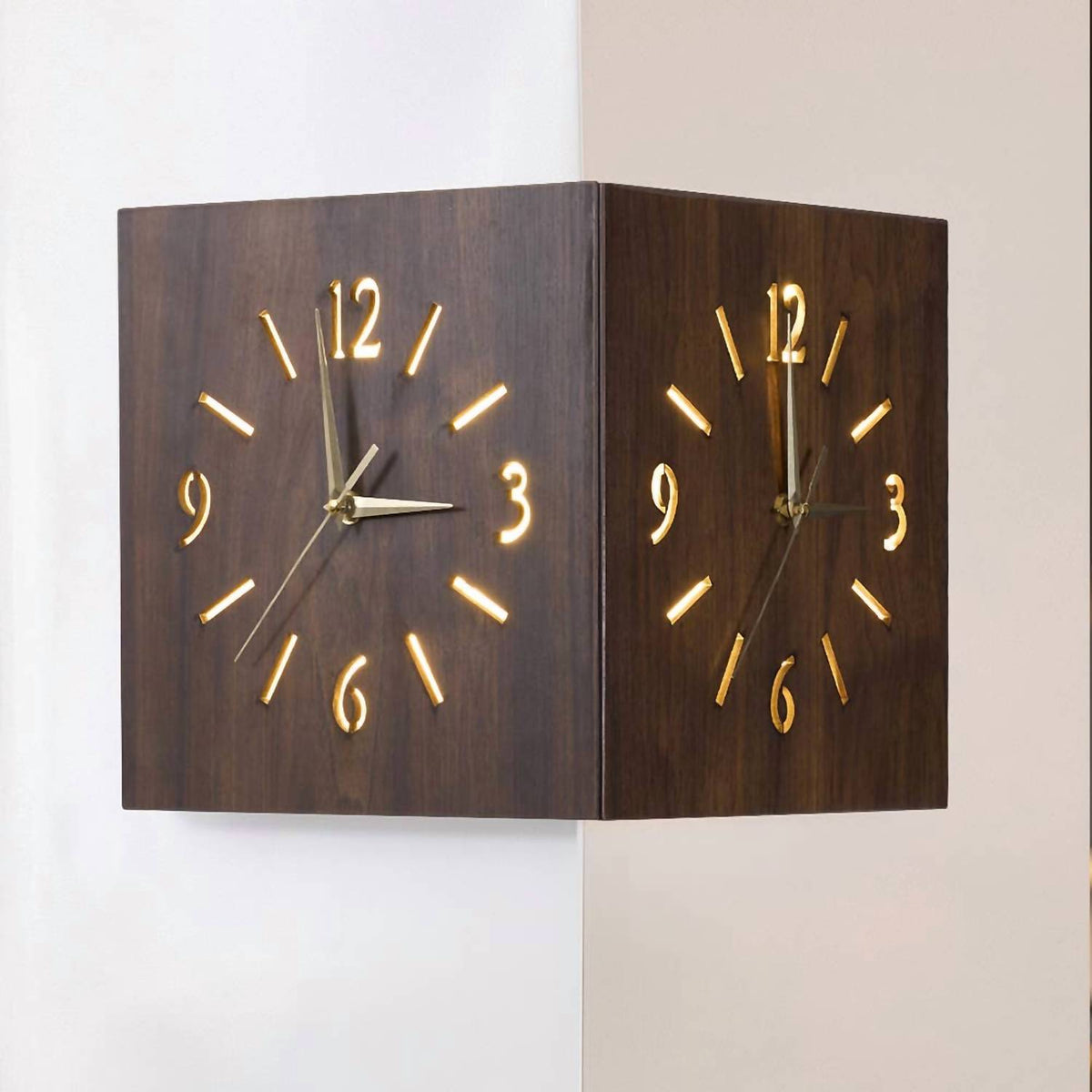 Vivzone - Solid Wood Wall Corner Clocks