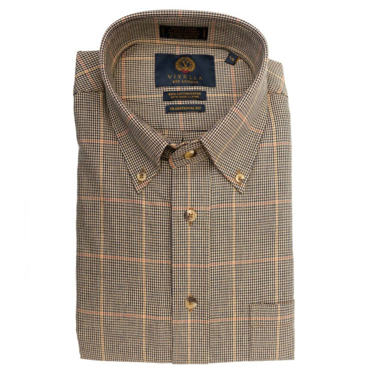 Viyella - Men's Mini District Houndstooth Check Cotton And Wool Blend Button-down Shirt