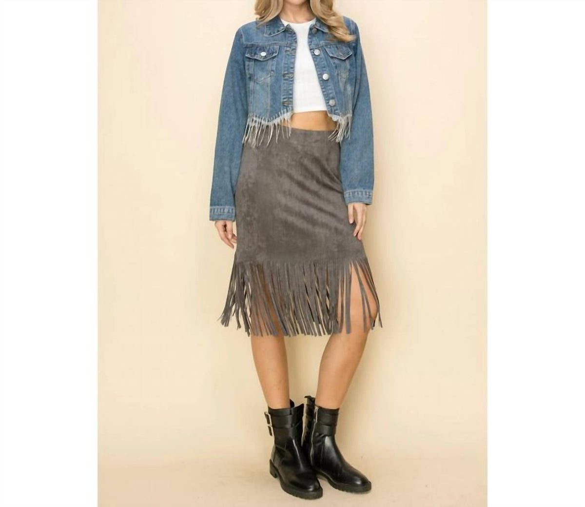 Vocal Apparel - Rhinestone Hem Denim Jacket