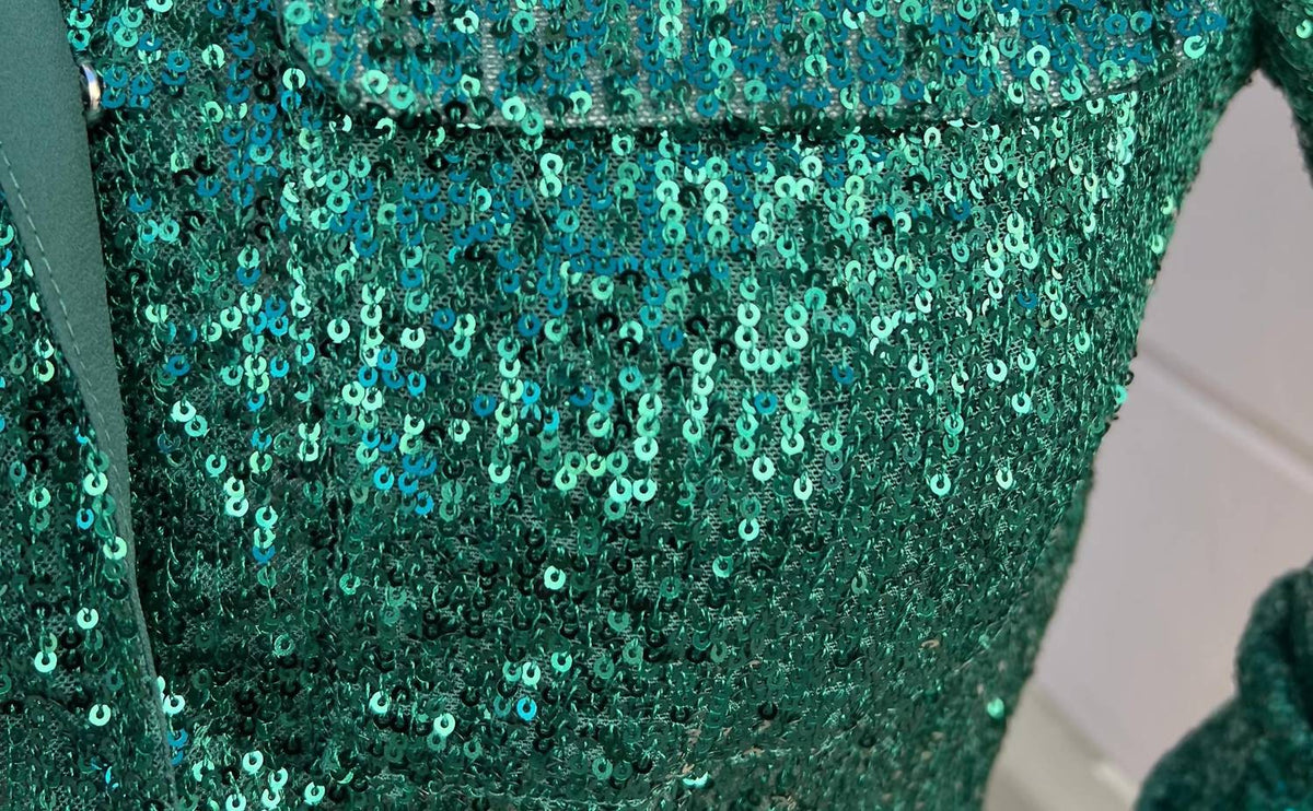 Voy - Double Pocket Collared Sequin Blouse