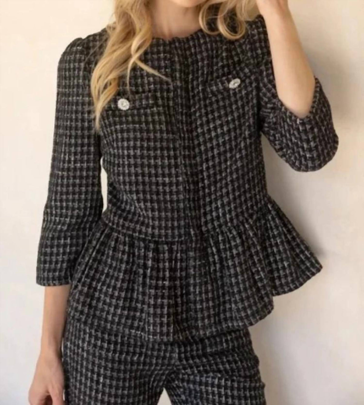 Voy - Gingham Tweed Top