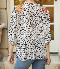 Voy - Just Perfect Half Sleeve Dotted Top