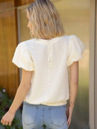 Voy - Soft Textured Puff Sleeve Top