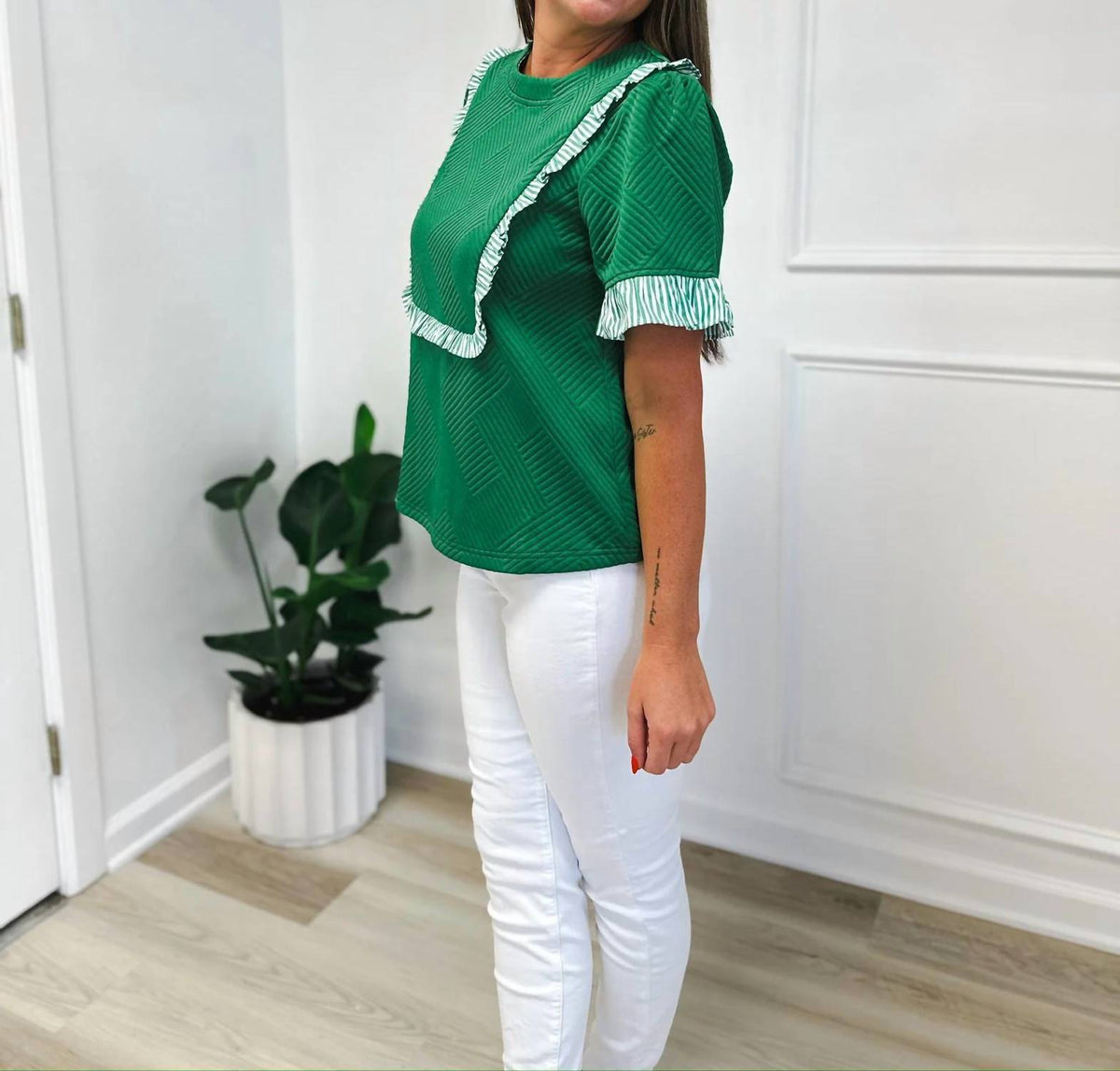 Voy - Textured Ruffle Top