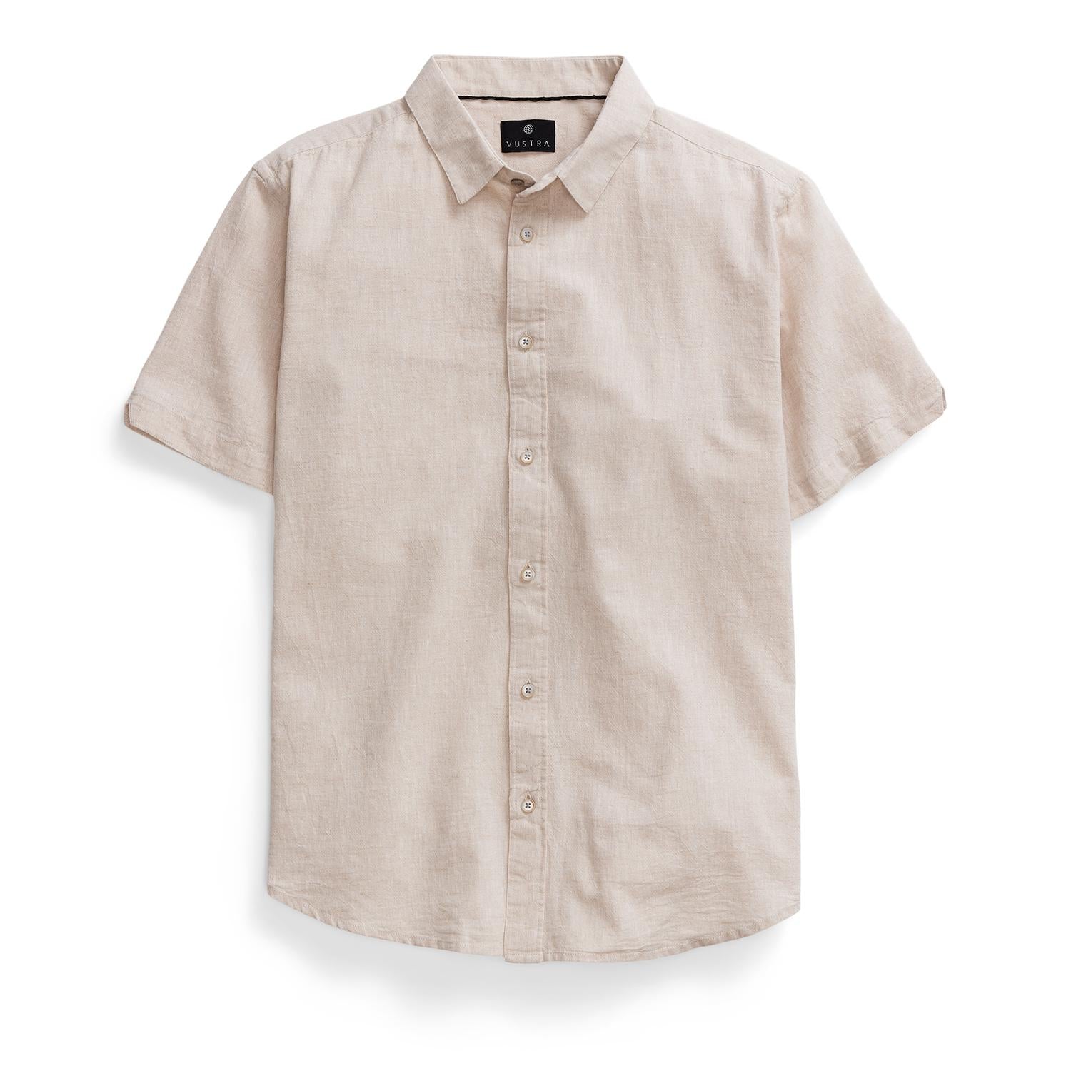 Vustra - Sandcastle Short Sleeve Shirt - beige - casual - button - down - shirts - clothing