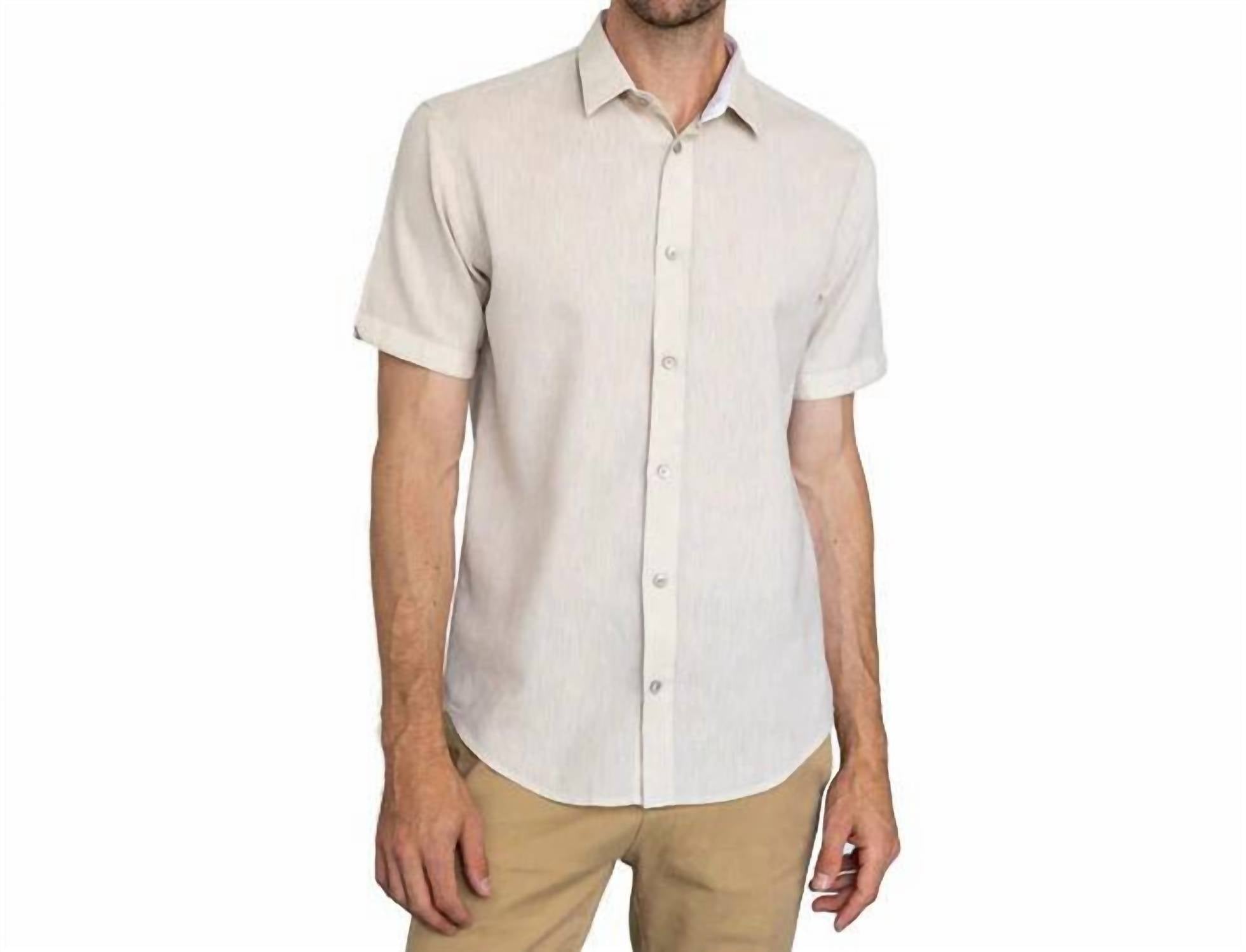 Vustra - Sandcastle Short Sleeve Shirt - beige - casual - button - down - shirts - clothing