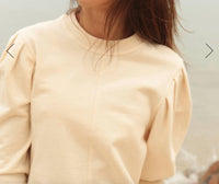 The Waight - Pleat Sleeve Crewneck Top