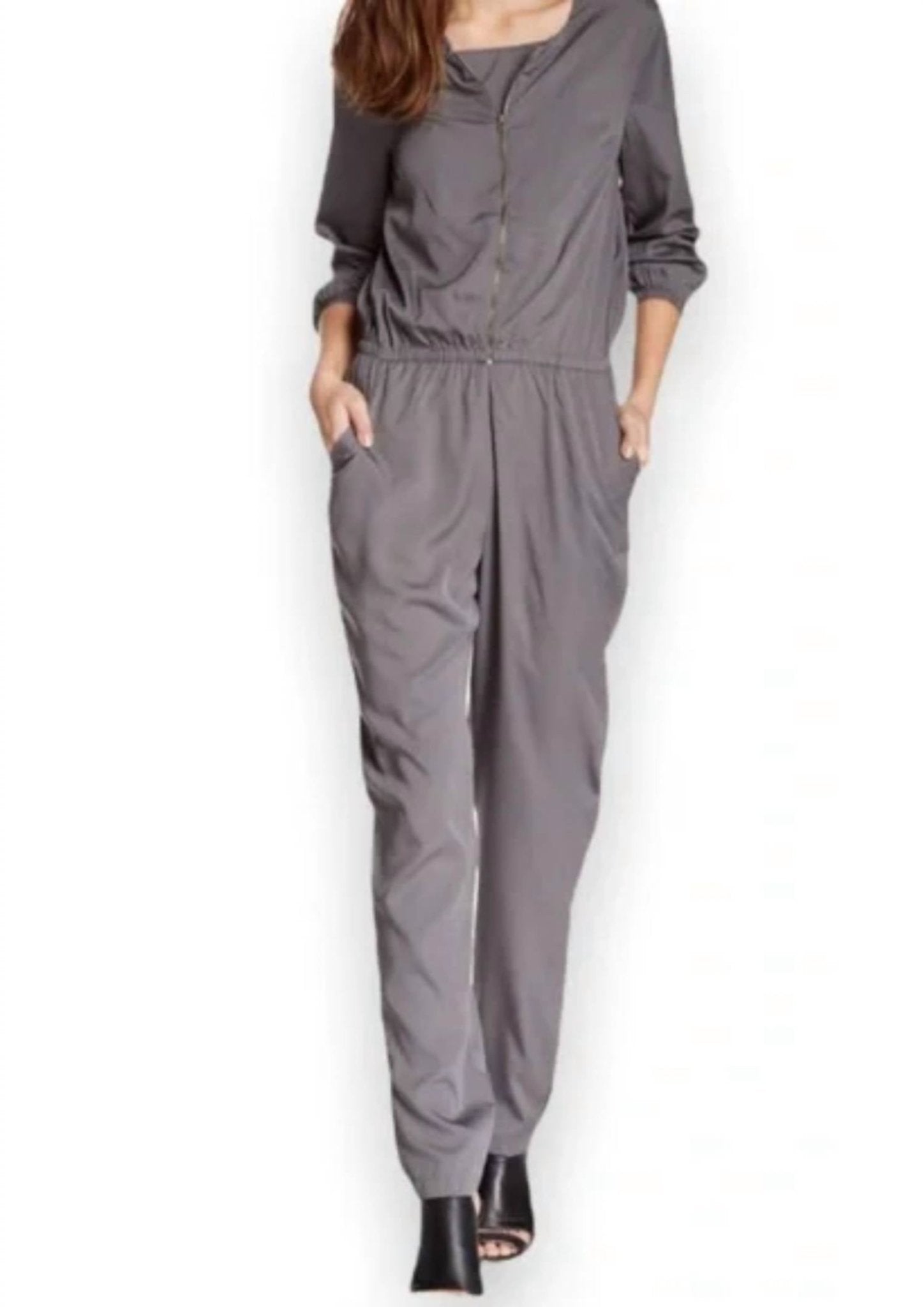 Walter Baker - 3/4 Sleeve Zippered Jumpsuit - clothing - grey - jumpsuits