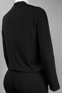 Walter Baker - Long Sleeve Surplice Neck Jumpsuit - black - clothing - jumpsuits