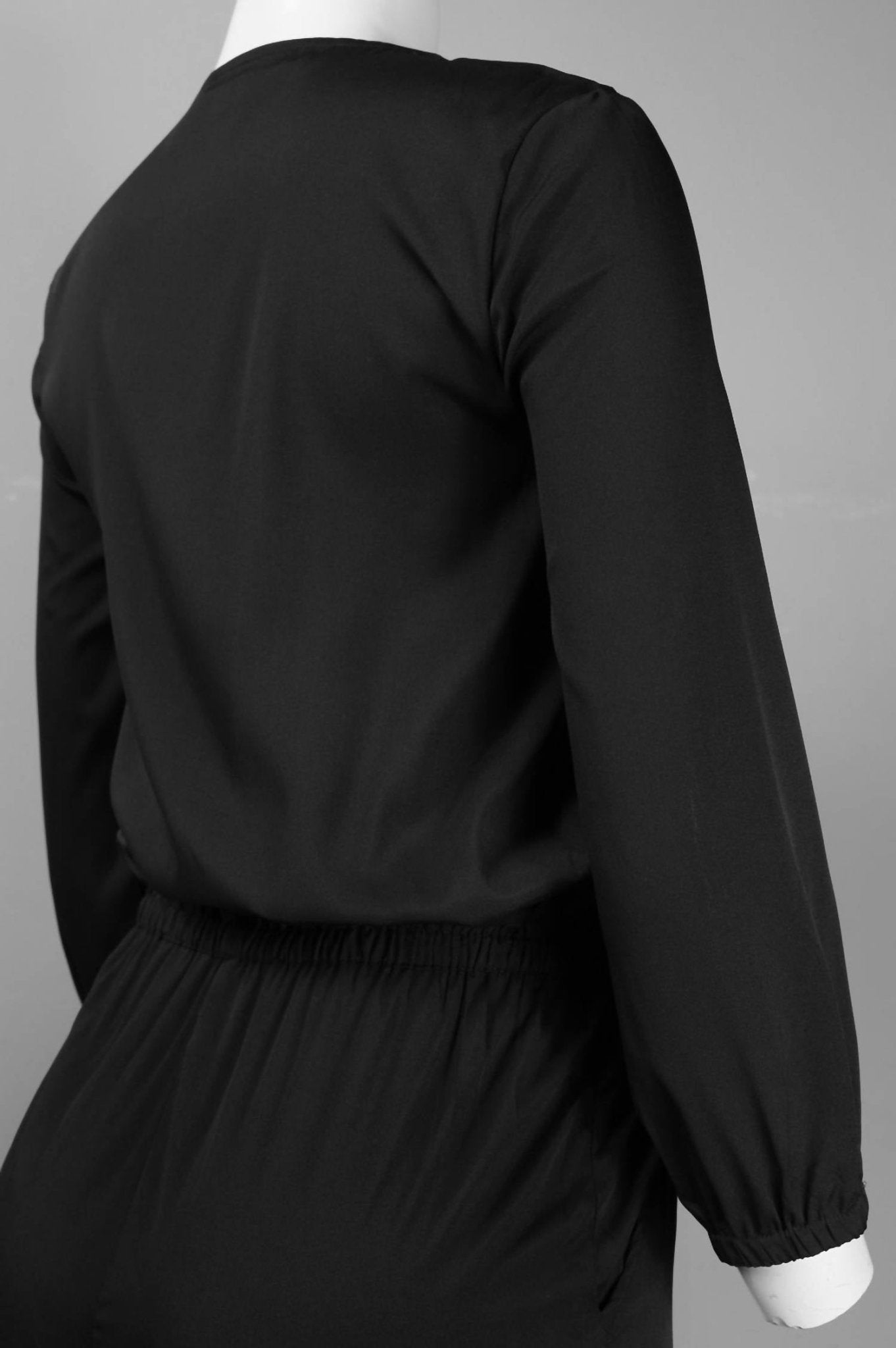 Walter Baker - Women's 3/4 Sleeve Zippered Front Jumpsuit - black - clothing - jumpsuits