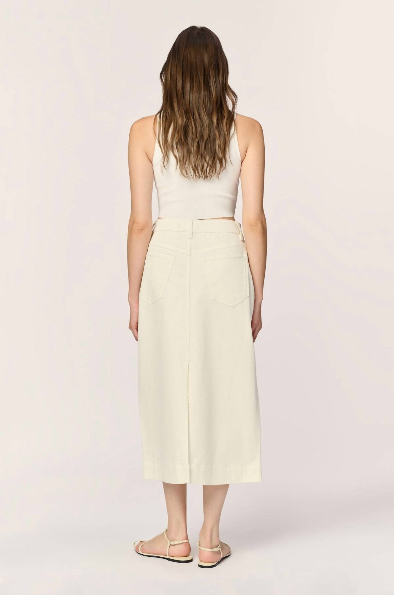 Warp + Weft - Lin Denim Skirt - beige - clothing - cotton - blend