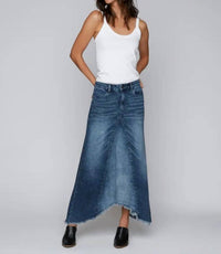 Wash Lab - Selma Pieced Denim Midi Skirt