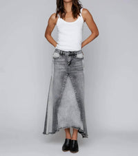 Wash Lab - Selma Pieced Denim Midi Skirt