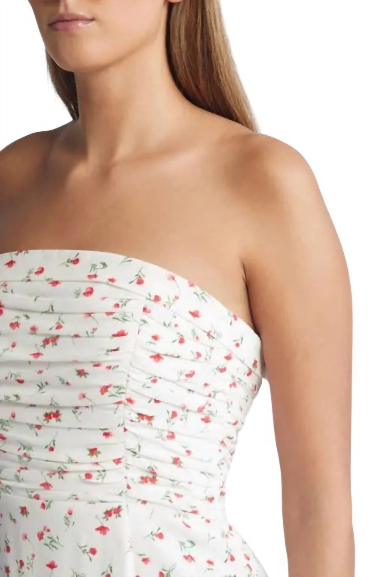 Wayf - Birdie Ruched Strapless Midi Dress