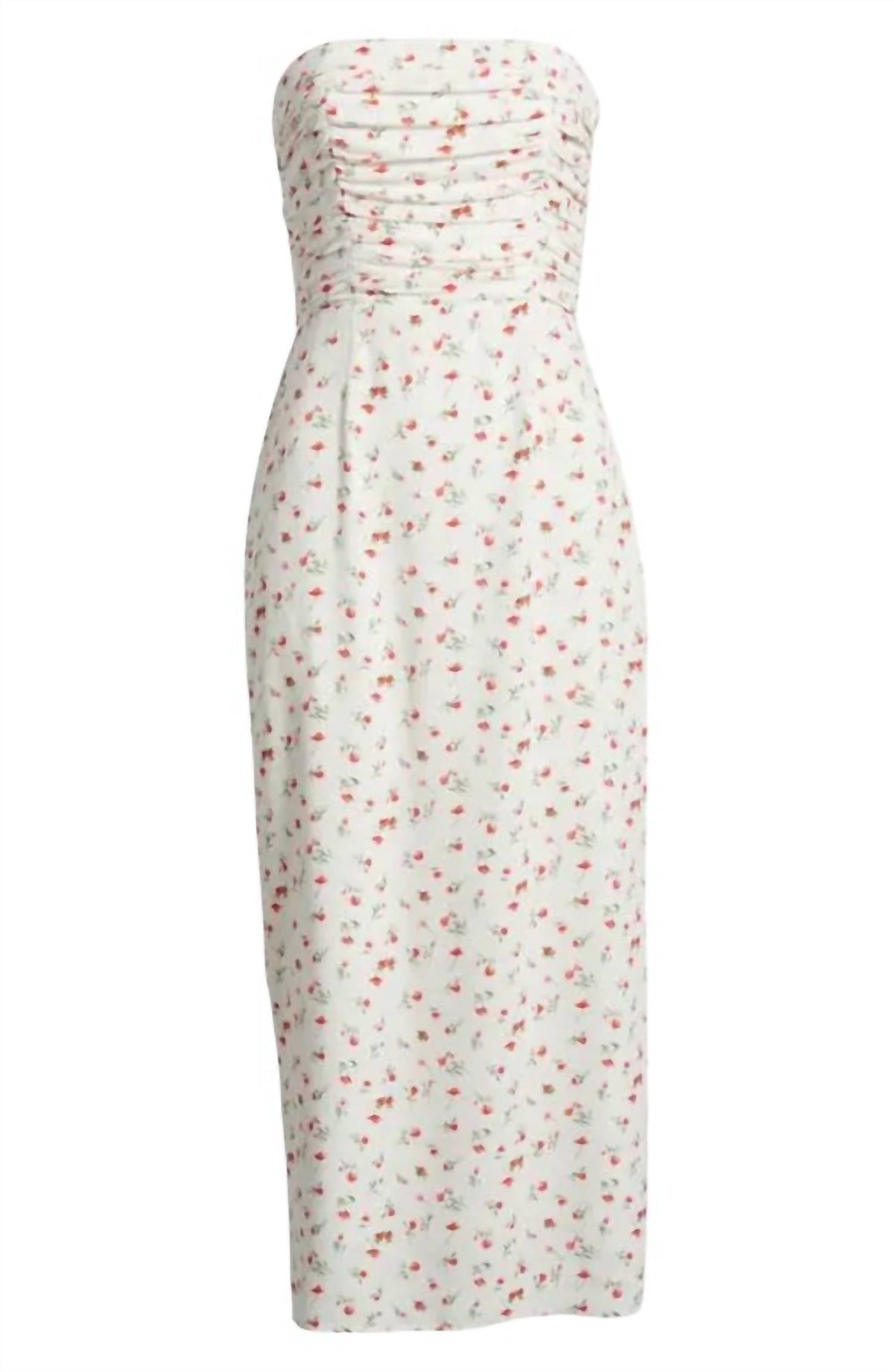 Wayf - Birdie Ruched Strapless Midi Dress