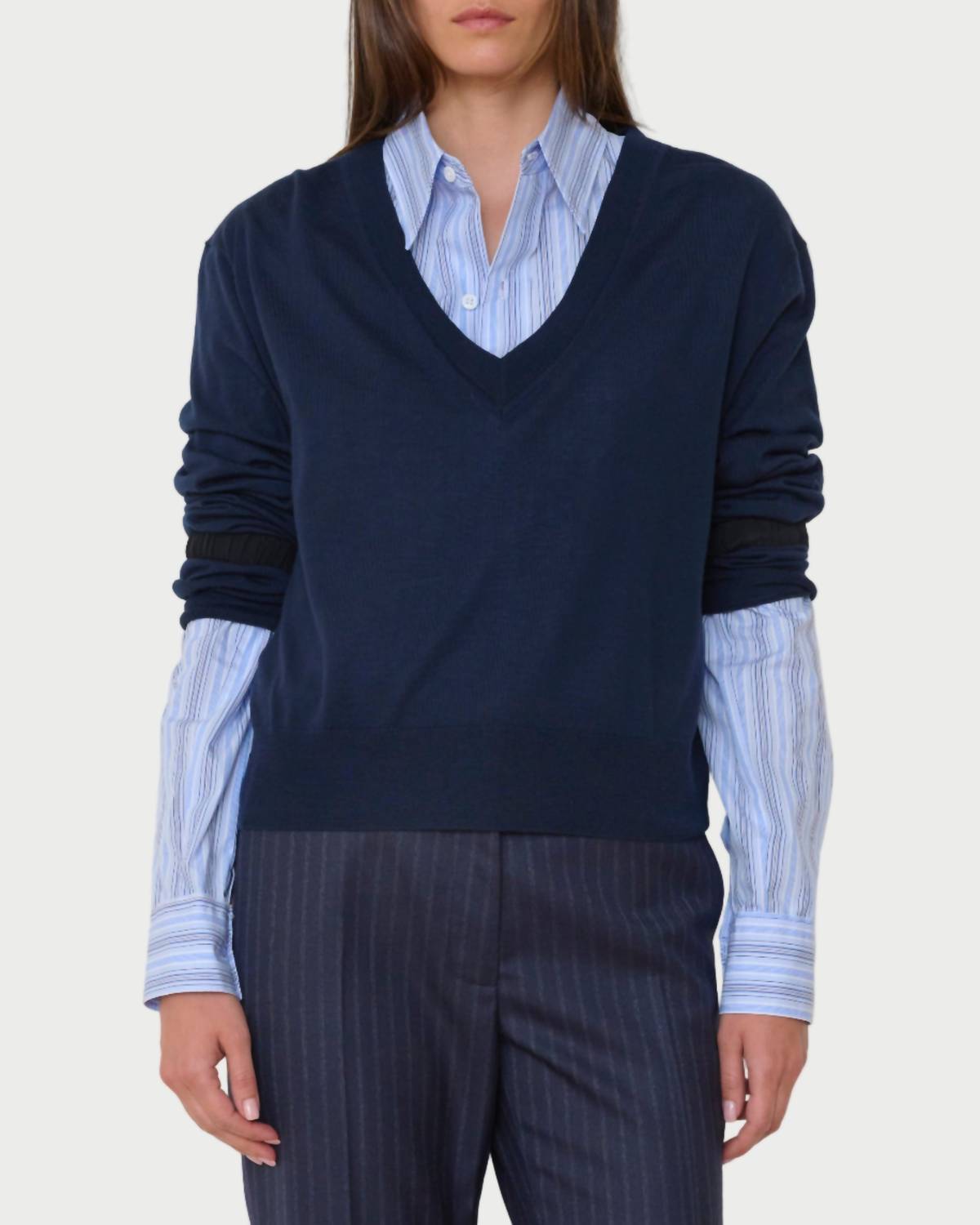 We-Ar4 - Flapper Knit V-neck Sweater