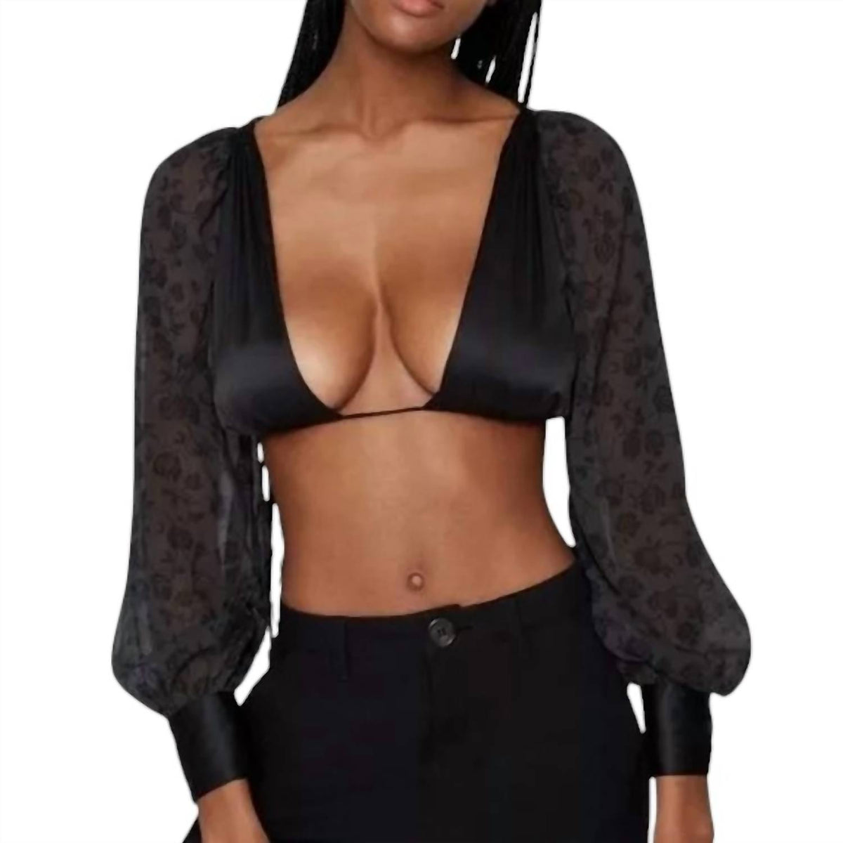 We Wore What - Puff Sleeve Tie Back Top