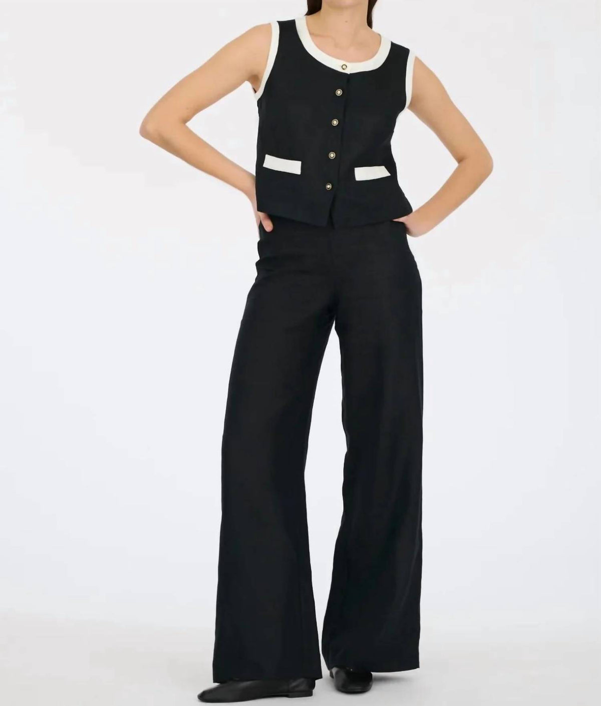 Weill - Two Toned Linen Top