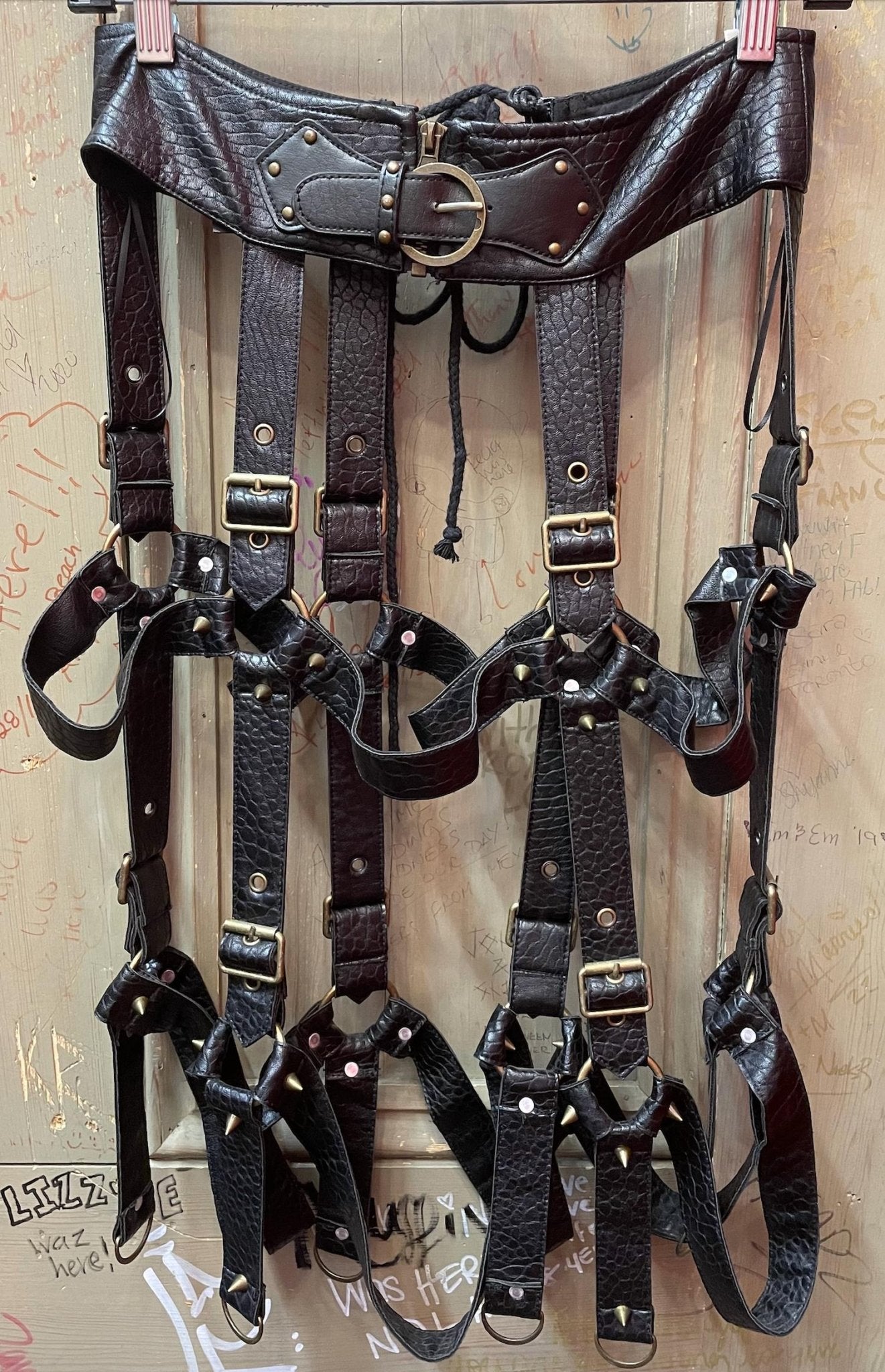 Western F.A.S.H.I.O.N - Adjustable Gothic Cage Harness Skirt - black - clothing - mini