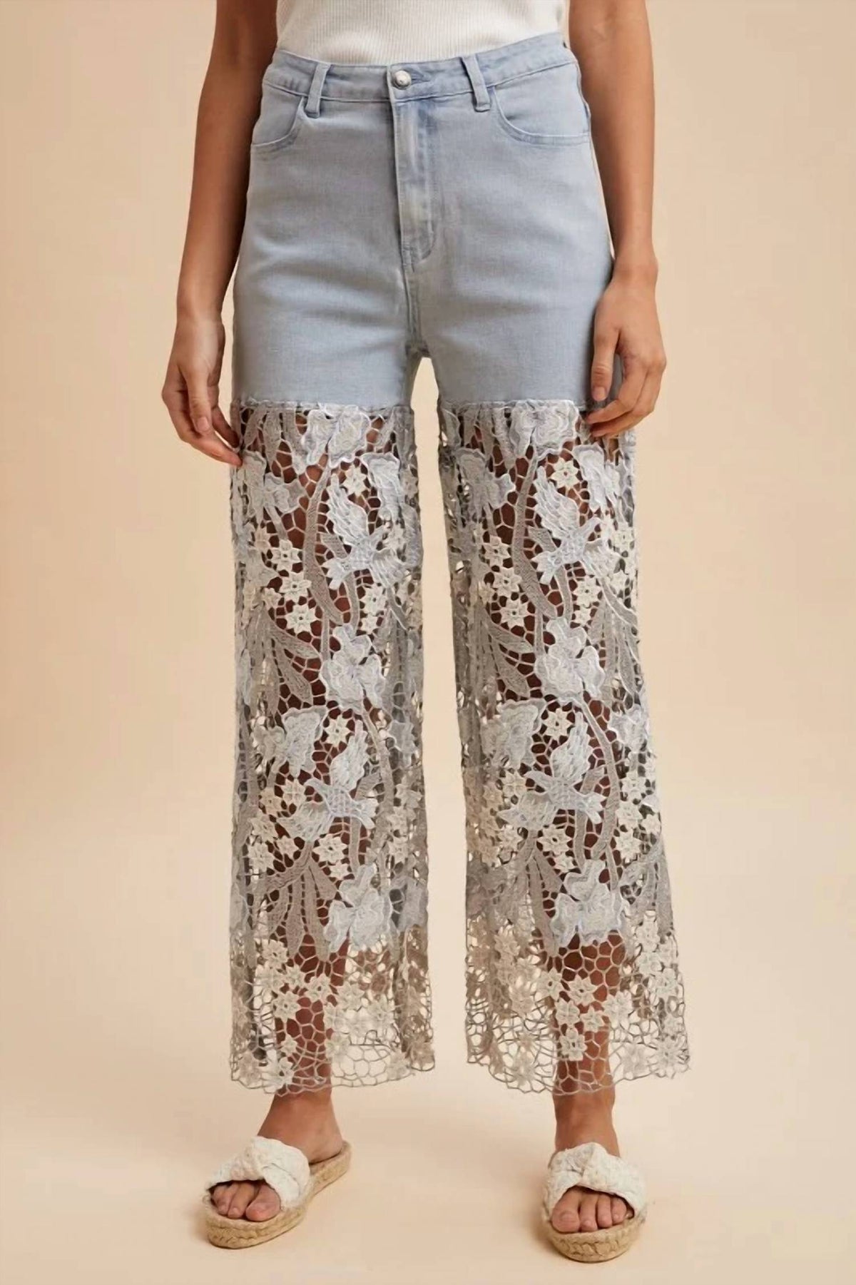 Whimsical Mimsy - Coastal Lace Flare Denim Jeans