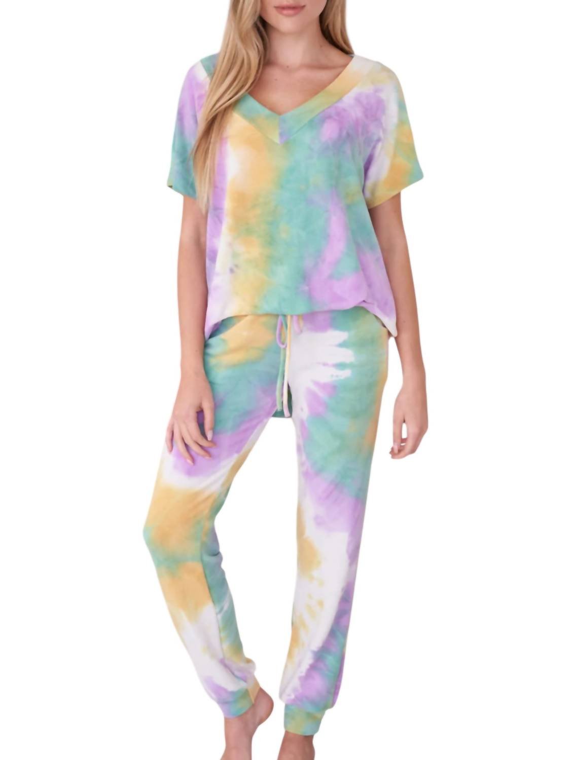 White Birch - Deja Tie Dye Loungewear Set - blue - clothing - loungewear