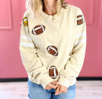White Birch - Football Sequin Sweatshirt - beige - clothing - graphic