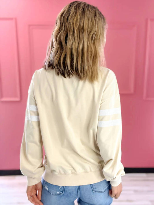 White Birch - Football Sequin Sweatshirt - beige - clothing - graphic