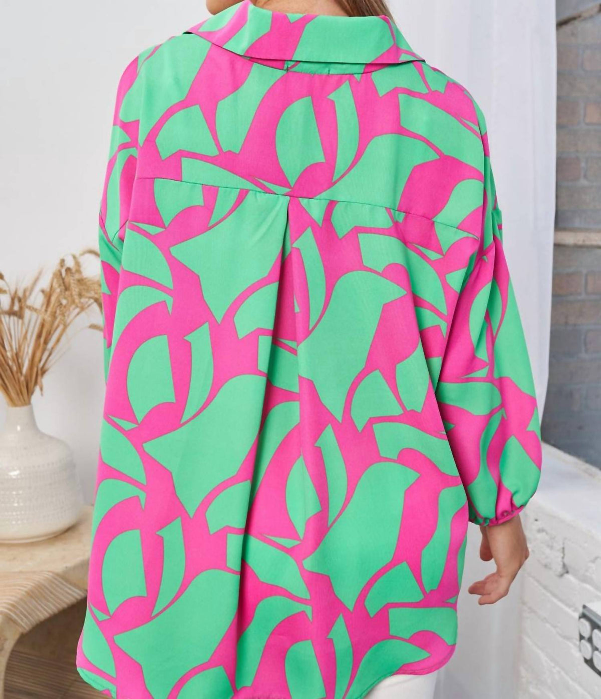 White Birch - Geo Print Woven Top