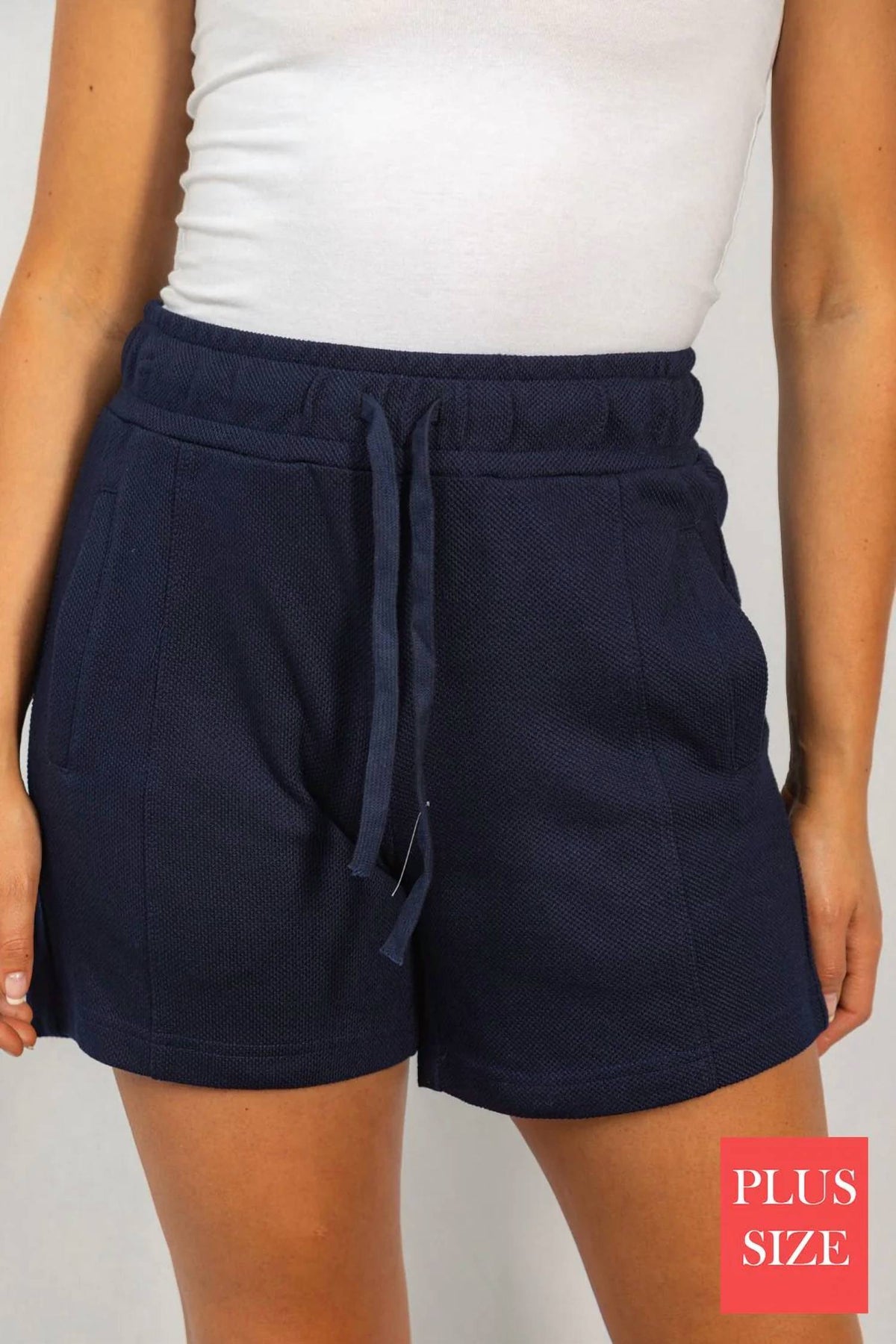 White Birch - High Rise Drawstring Shorts - Plus