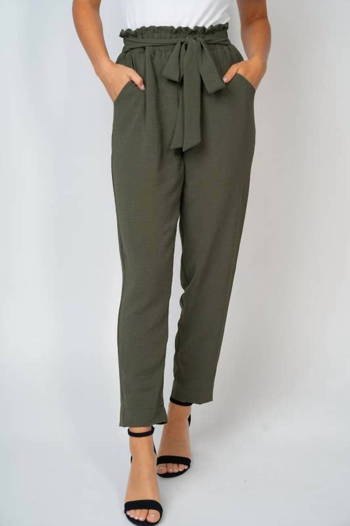 White Birch - High Waisted Solid Woven Pant