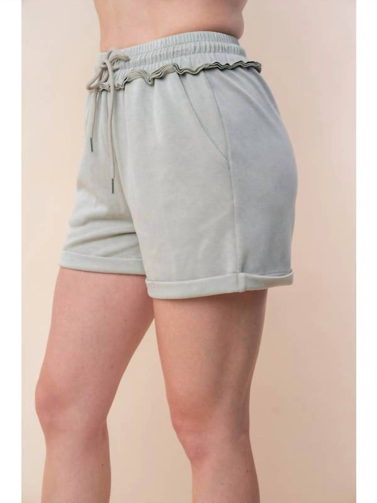 White Birch - High Waisted Washed Scuba Shorts