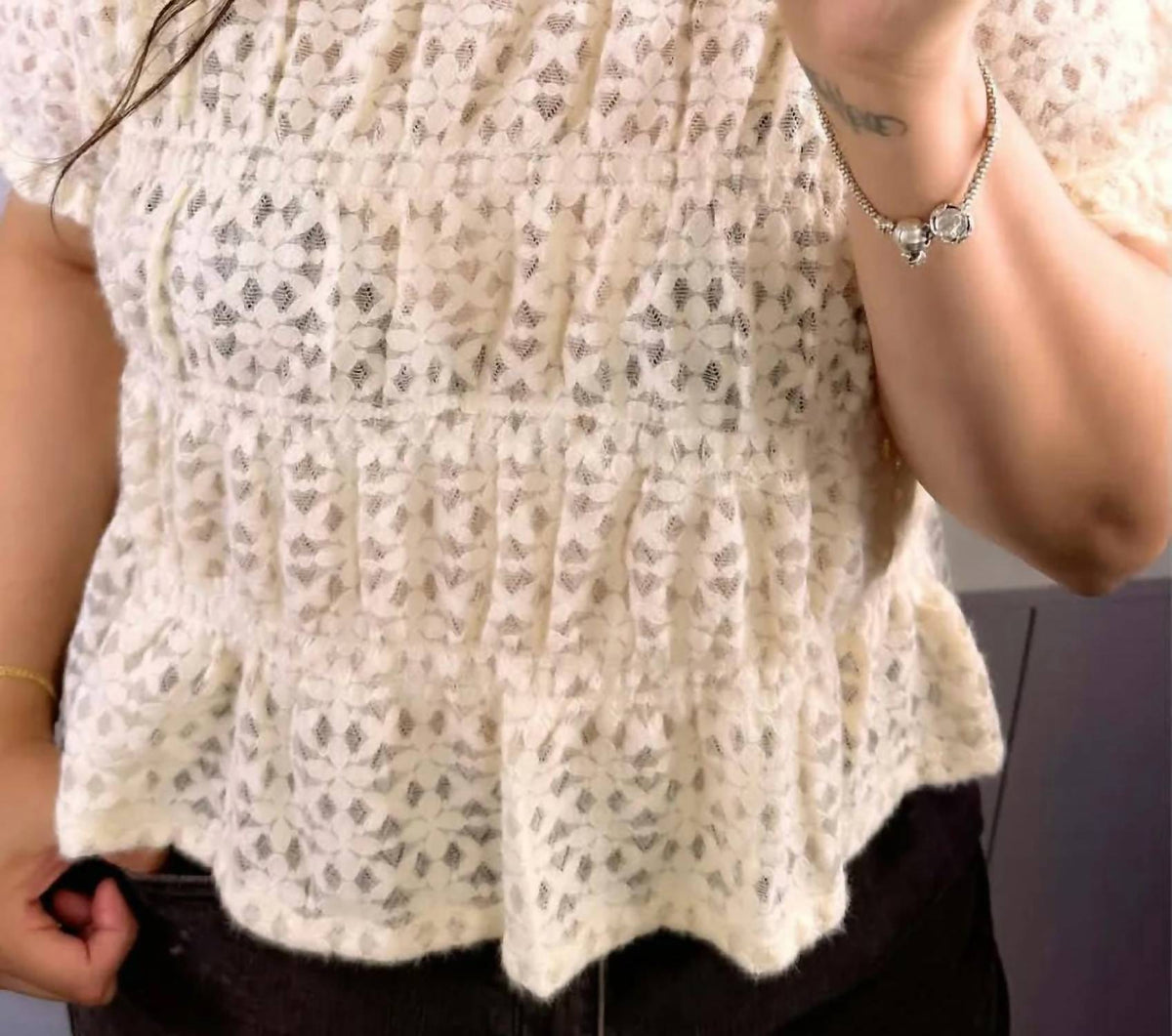 White Birch - Lace Peplum Top