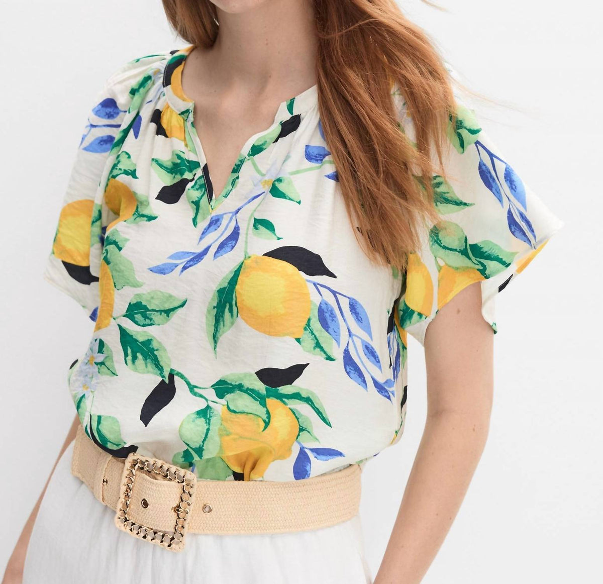 White Birch - Lemon Flutter Blouse