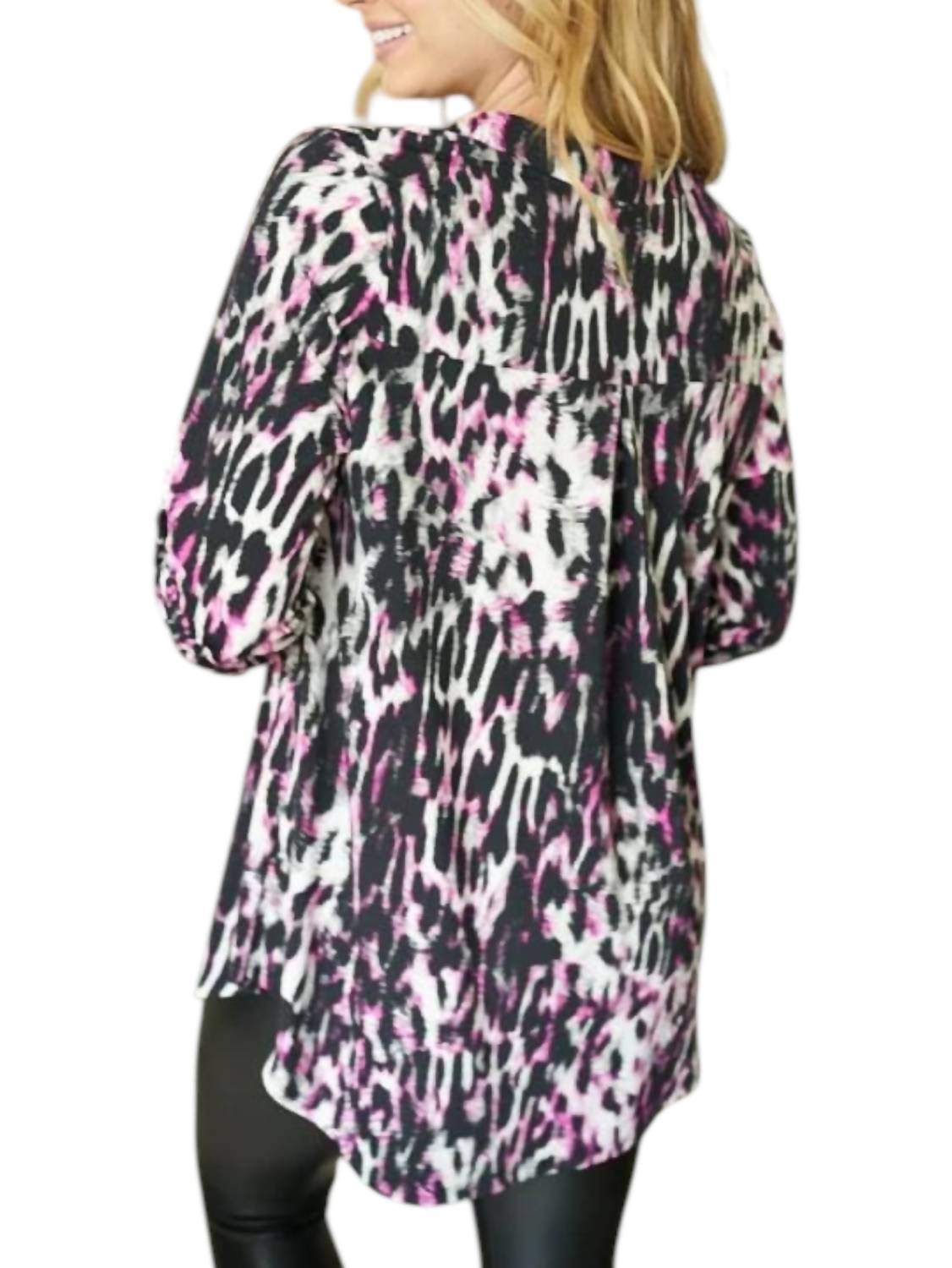 White Birch - Leopard Gabby Top - animal - blouses - clothing