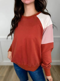White Birch - Long Sleeve Washed Color Block Pullover