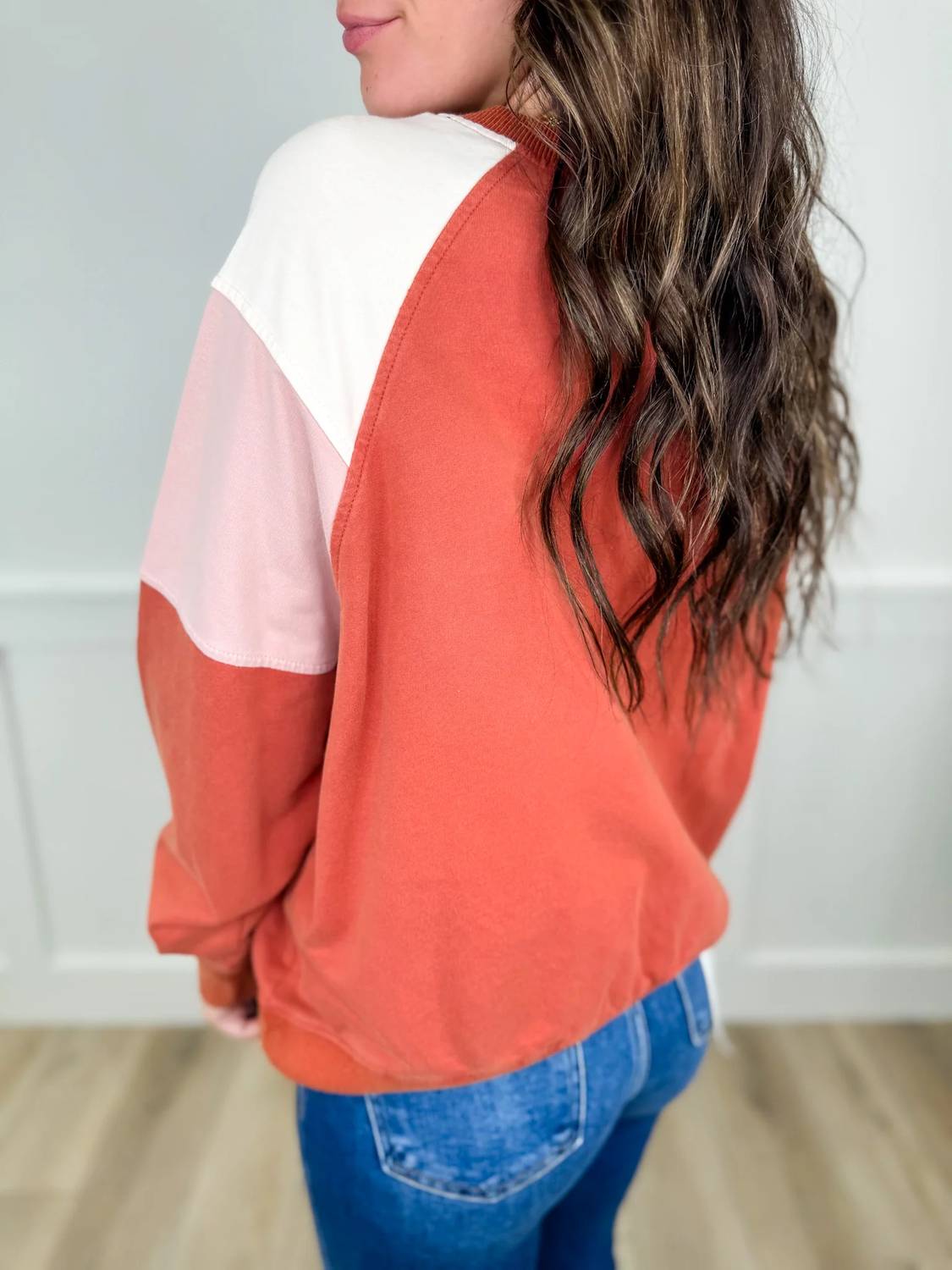 White Birch - Long Sleeve Washed Color Block Pullover