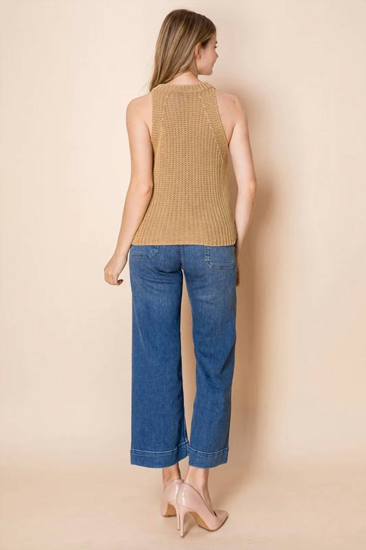 White Birch - Sleeveless Solid Knit Top