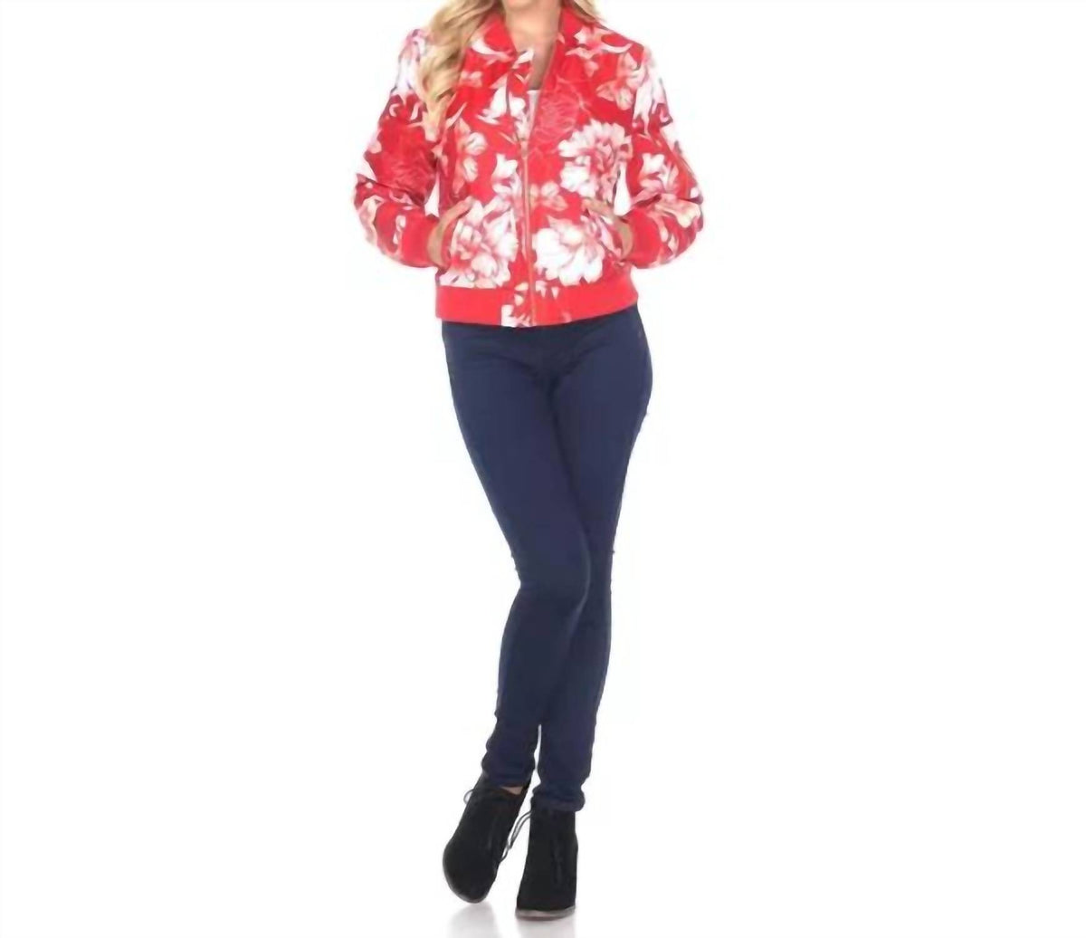 White Mark - Floral Bomber Jacket