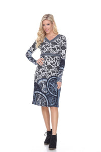 White Mark - Naarah Embroidered Sweater Dress