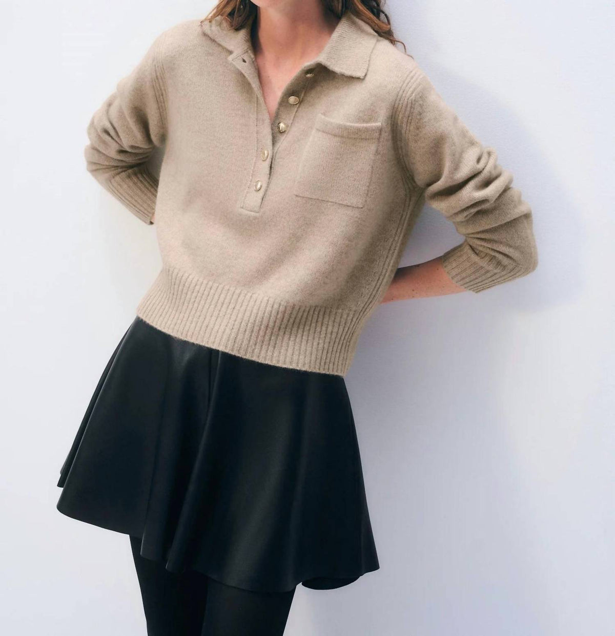 White + Warren - Cashmere Gold Button Polo