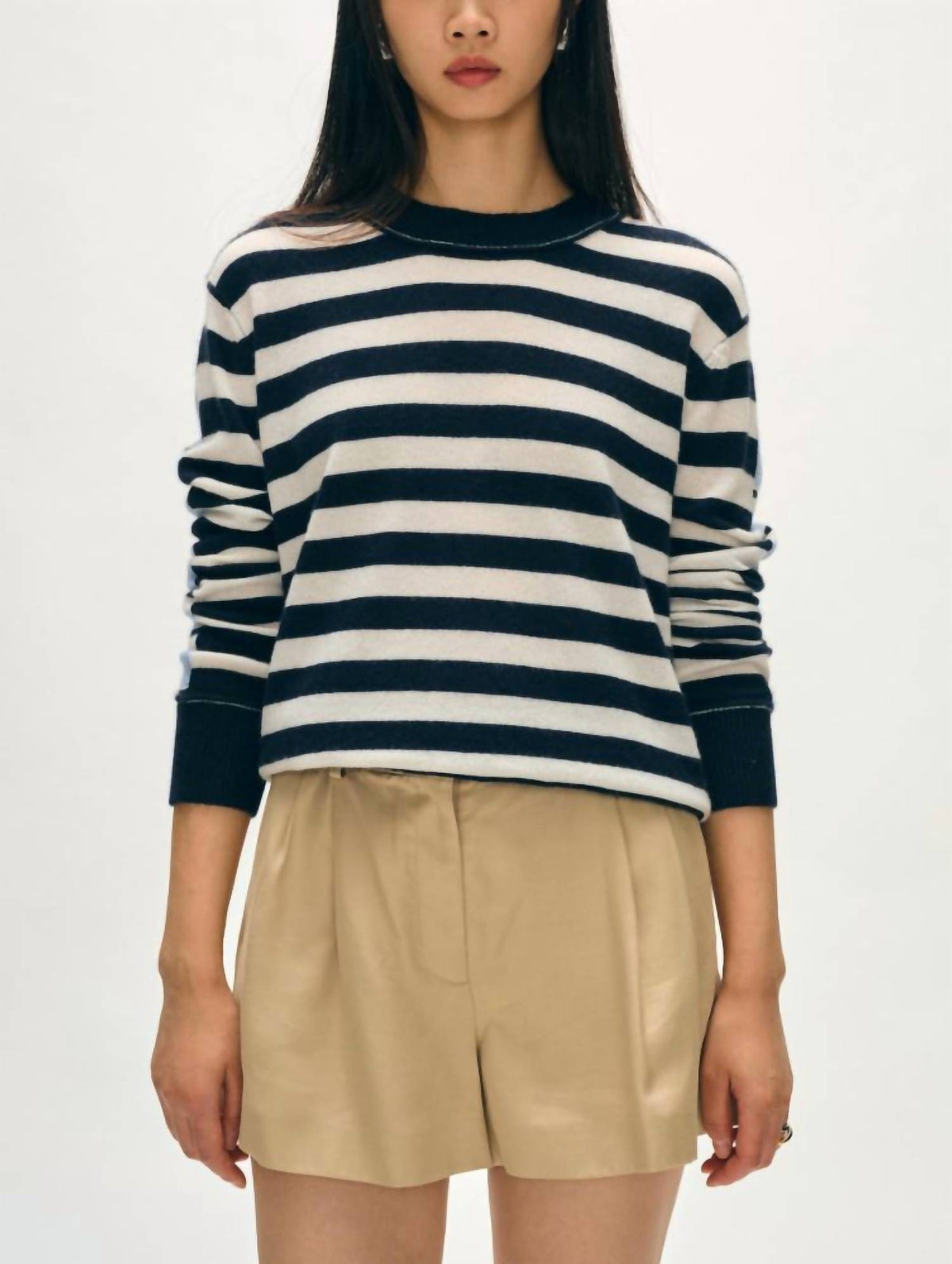 White + Warren - Cashmere Mixed Stripe Crew