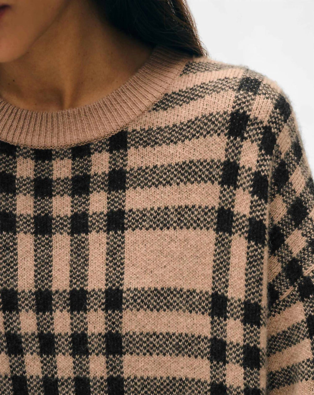 White + Warren - Cashmere Plaid Crewneck Sweater