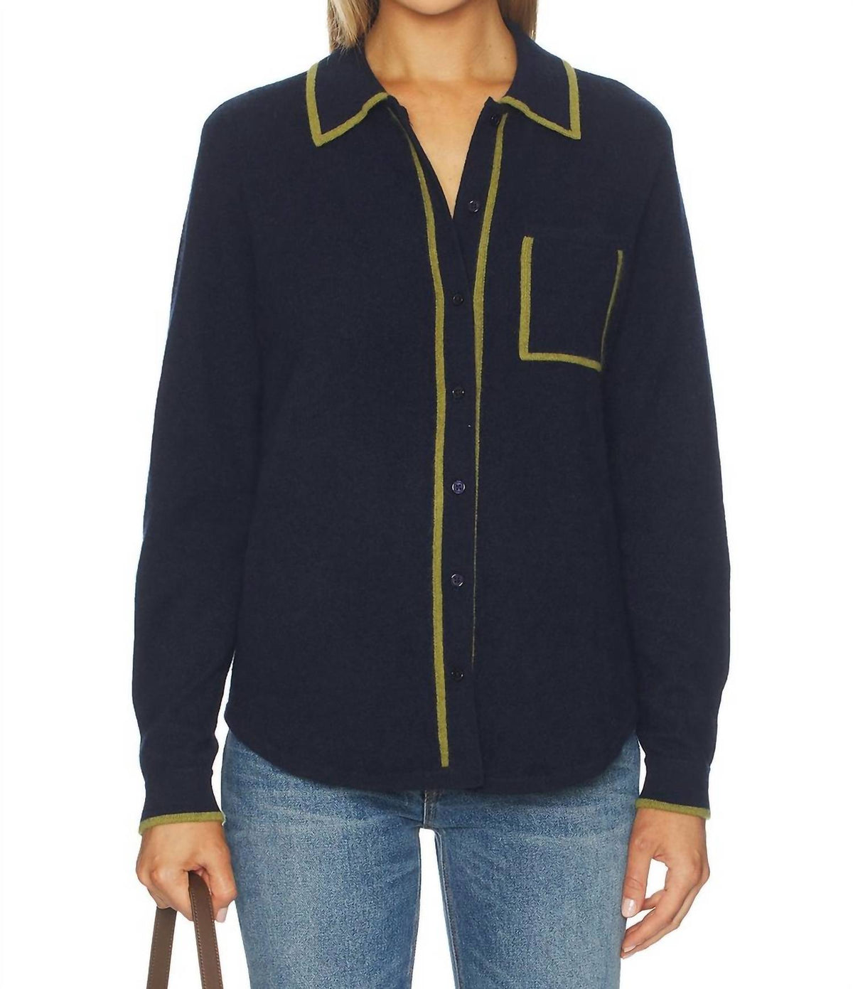 White + Warren - Cashmere Tipped Button Shirt
