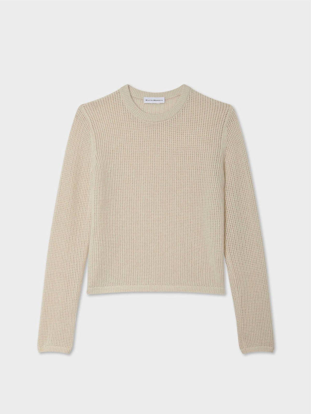White + Warren - Cashmere Waffle Mesh Crew Sweater